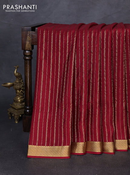 Pure mysore silk saree deep maroon with allover zari weaves and zari woven border