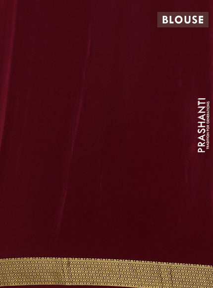 Pure mysore silk saree deep maroon with allover zari weaves and zari woven border