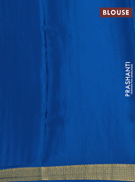 Pure mysore silk saree cs blue with allover zari weaves and zari woven border