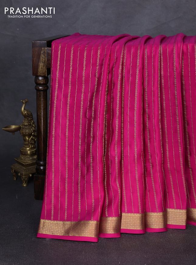 Pure mysore silk saree pink with allover zari weaves and zari woven border