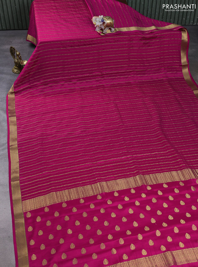 Pure mysore silk saree pink with allover zari weaves and zari woven border
