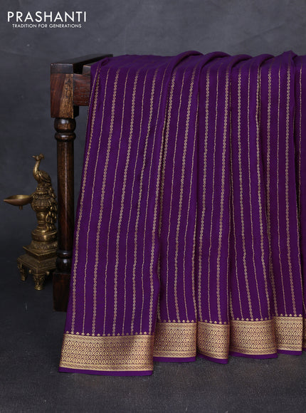 Pure mysore silk saree purple with allover zari weaves and zari woven border