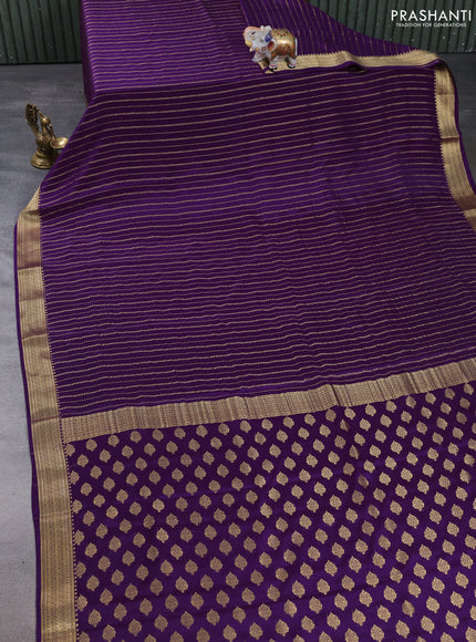 Pure mysore silk saree purple with allover zari weaves and zari woven border