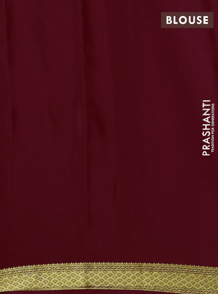 Pure mysore silk saree deep maroon with allover zari checked pattern and zari woven border