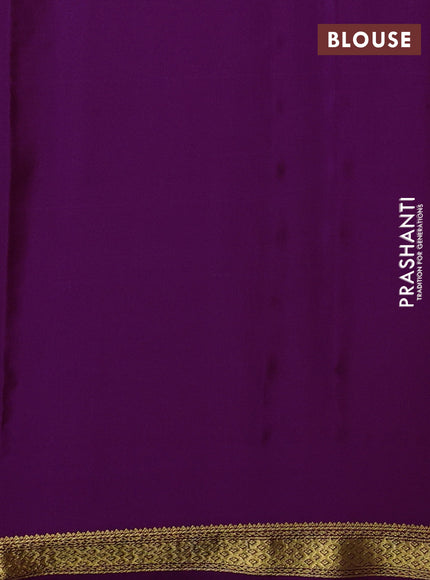 Pure mysore silk saree purple with allover zari checked pattern and zari woven border