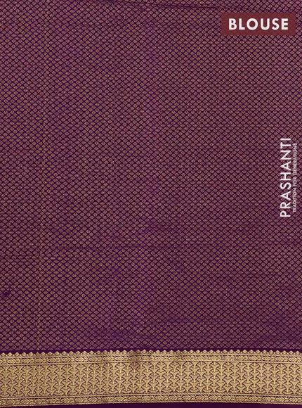 Pure mysore silk saree purple with allover zari checked pattern and zari woven border