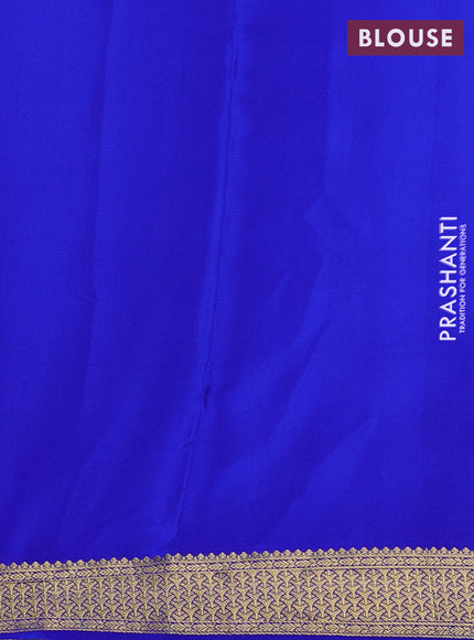 Pure mysore silk saree royal blue with allover zari checked pattern and zari woven border