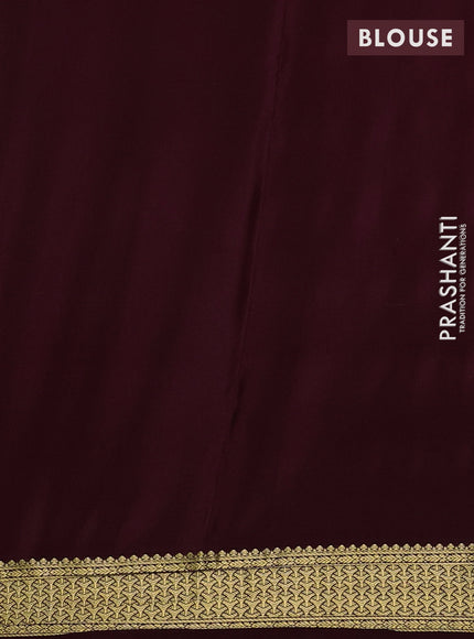 Pure mysore silk saree coffee brown with allover zari checked pattern and zari woven border