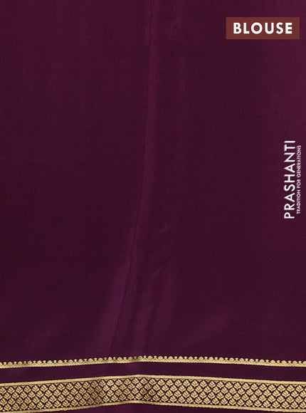Pure mysore silk saree wine shade with allover zari checked pattern and zari woven border