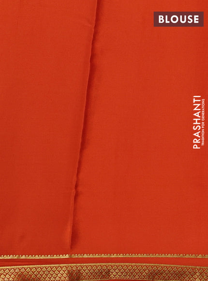 Pure mysore silk saree rust shade with allover zari checked pattern and small zari woven border