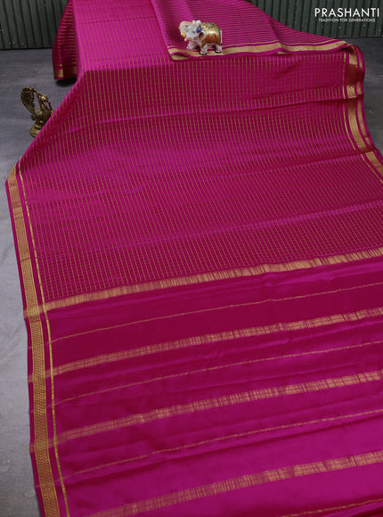 Pure mysore silk saree pink with allover zari checked pattern and small zari woven border