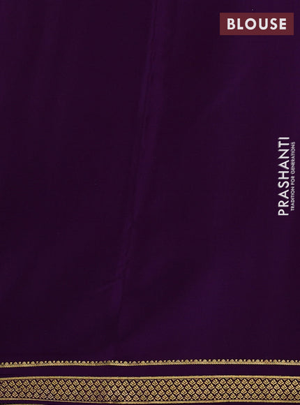 Pure mysore silk saree purple with allover zari checked pattern and small zari woven border