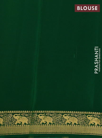 Pure mysore silk saree purple and green with plain body and zari woven border