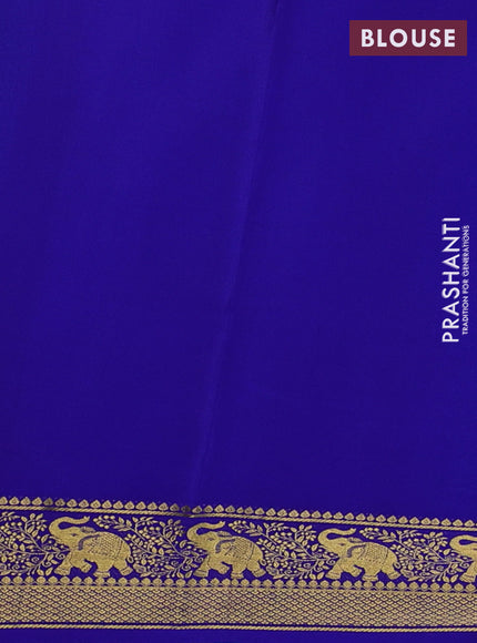 Pure mysore silk saree cs blue and royal blue with plain body and zari woven border