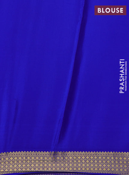 Pure mysore silk saree royal blue with allover zari checks & buttas and zari woven border