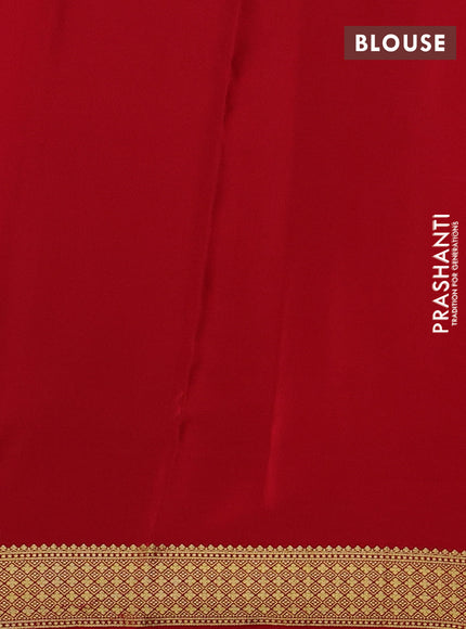 Pure mysore silk saree red with allover zari checks & buttas and zari woven border