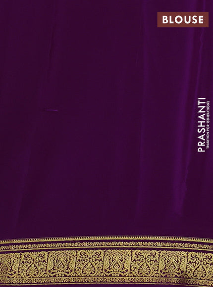 Pure mysore silk saree purple with plain body and zari woven border