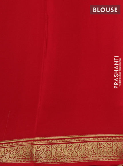 Pure mysore silk saree red with plain body and zari woven border
