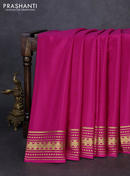 Pure mysore silk saree pink with plain body and zari woven border