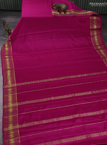 Pure mysore silk saree pink with plain body and zari woven border