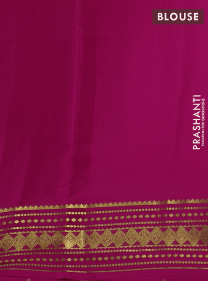 Pure mysore silk saree pink with plain body and zari woven border