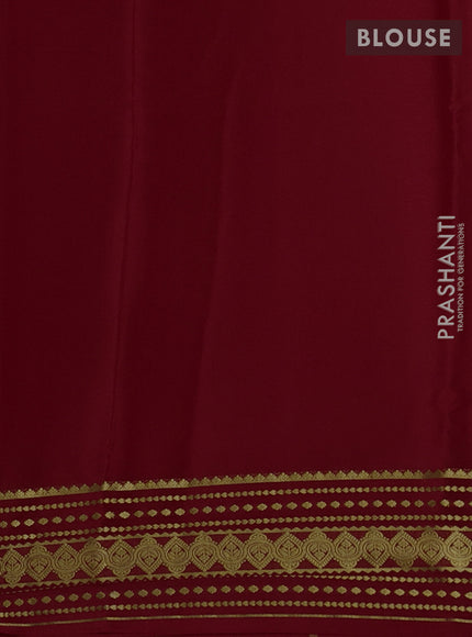 Pure mysore silk saree red with plain body and zari woven border