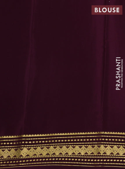 Pure mysore silk saree deep wine shade with plain body and zari woven border