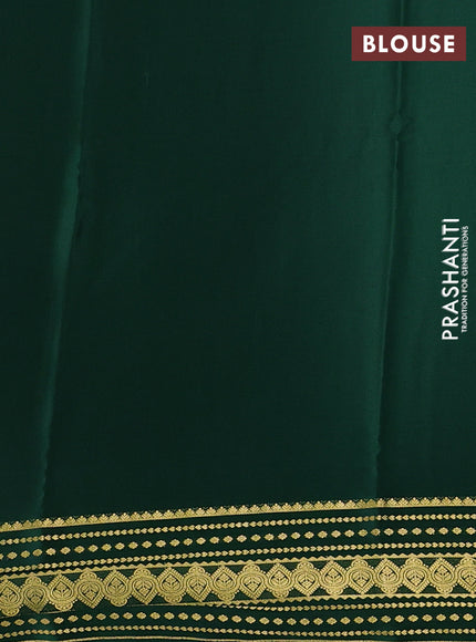 Pure mysore silk saree bottle green with plain body and zari woven border