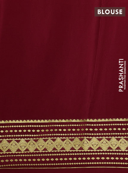 Pure mysore silk saree maroon with plain body and zari woven border