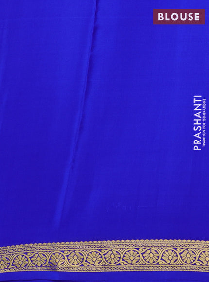 Pure mysore silk saree royal blue with allover zari checked pattern and zari woven border