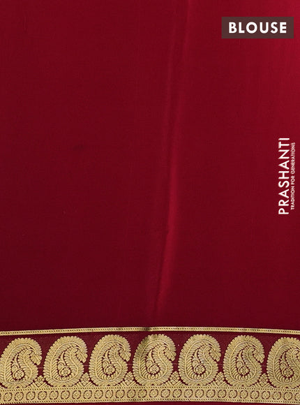 Pure mysore silk saree red with plain body and paisley zari woven border