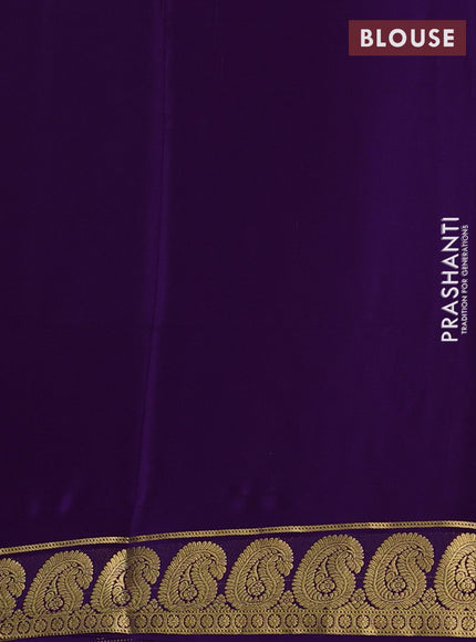 Pure mysore silk saree violet with plain body and paisley zari woven border