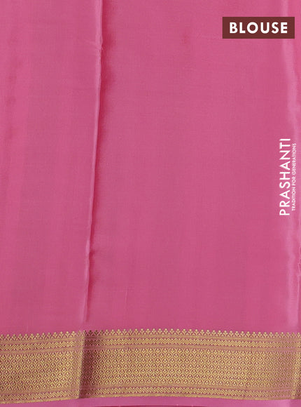 Pure mysore silk saree peach pink with allover zari woven buttas and zari woven border