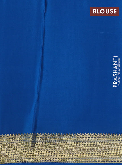 Pure mysore silk saree peacock blue with allover zari woven buttas and zari woven border