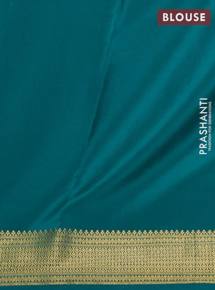 Pure mysore silk saree teal green with allover zari woven buttas and zari woven border