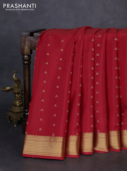 Pure mysore silk saree red with allover zari woven buttas and zari woven border