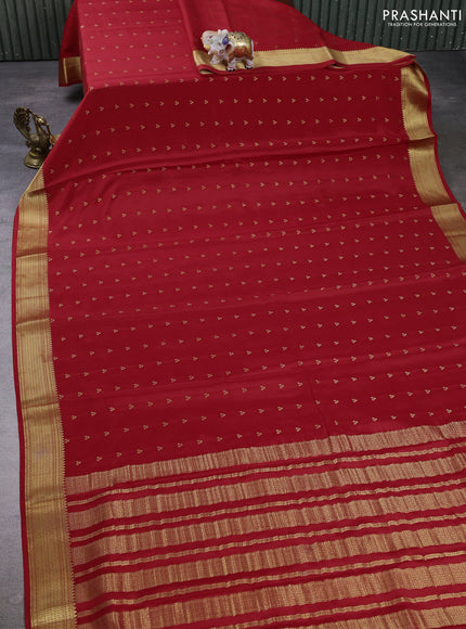 Pure mysore silk saree red with allover zari woven buttas and zari woven border