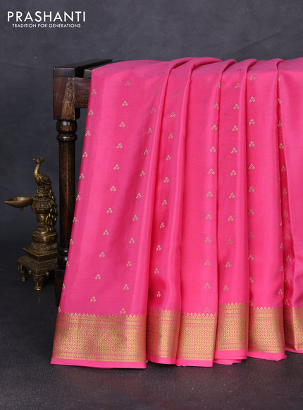 Pure mysore silk saree pink with allover zari woven buttas and zari woven border