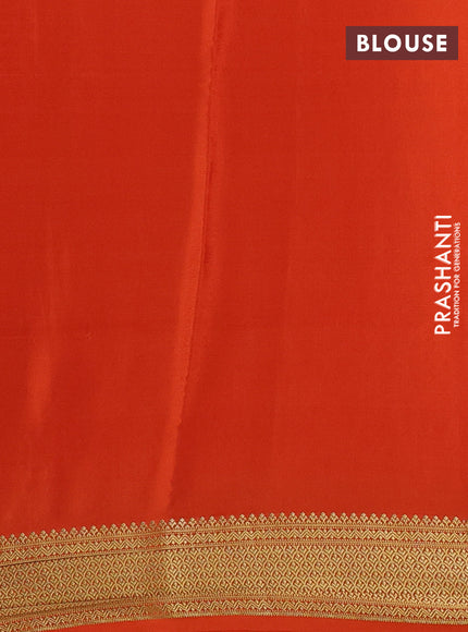 Pure mysore silk saree orange with allover zari woven buttas and zari woven border