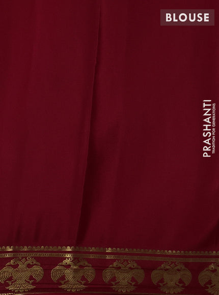 Pure mysore silk saree maroon with plain body and zari woven border