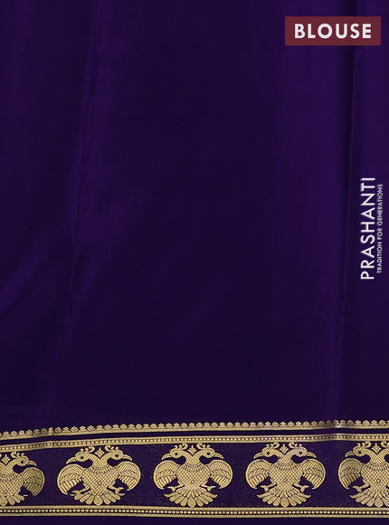 Pure mysore silk saree violet with plain body and zari woven border