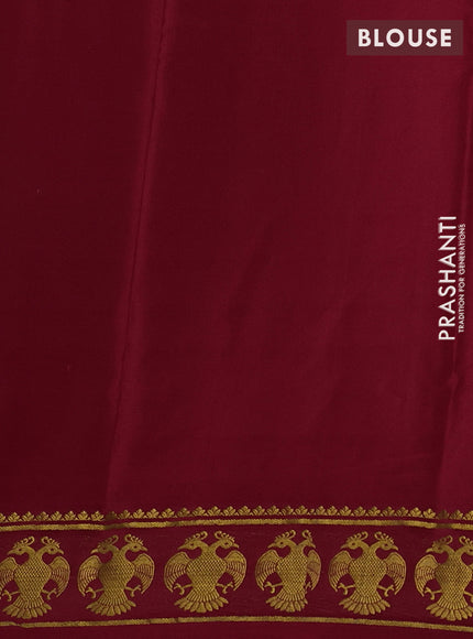 Pure mysore silk saree maroon with plain body and zari woven butta border