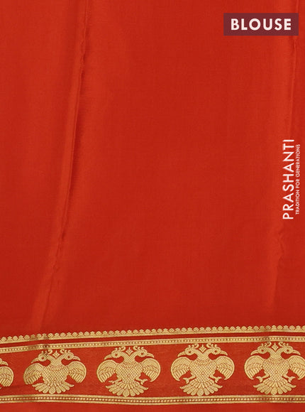 Pure mysore silk saree orange with plain body and zari woven butta border