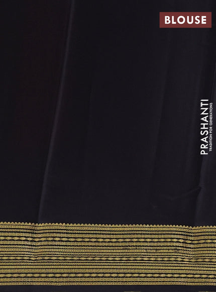 Pure mysore silk saree red and black with plain body and zari woven border