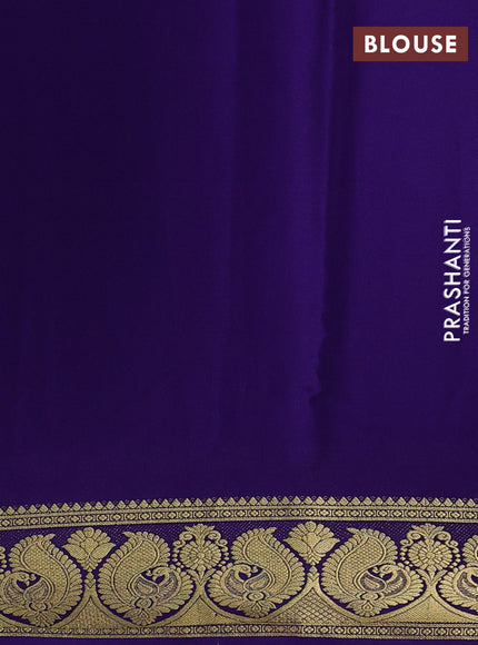 Pure mysore silk saree violet with plain body and annam zari woven butta border
