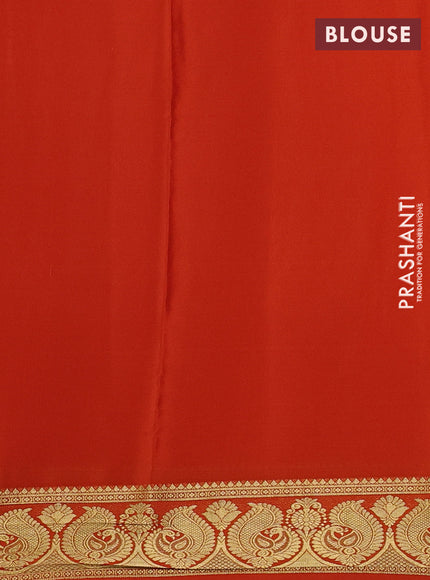 Pure mysore silk saree rustic orange with plain body and annam zari woven butta border