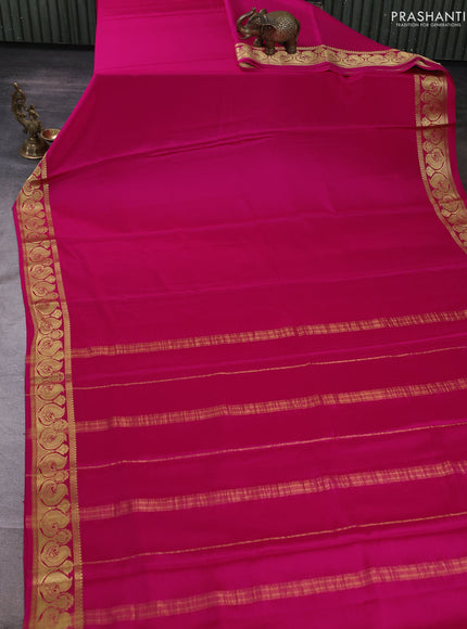 Pure mysore silk saree pink with plain body and annam zari woven butta border