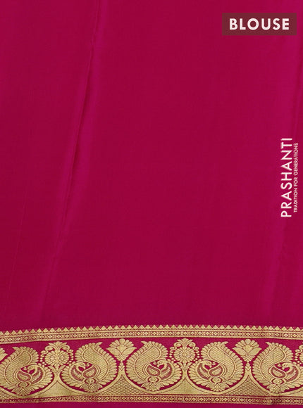 Pure mysore silk saree pink with plain body and annam zari woven butta border