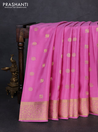 Pure mysore silk saree light pink with allover zari woven buttas and zari woven border