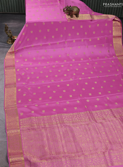 Pure mysore silk saree light pink with allover zari woven buttas and zari woven border